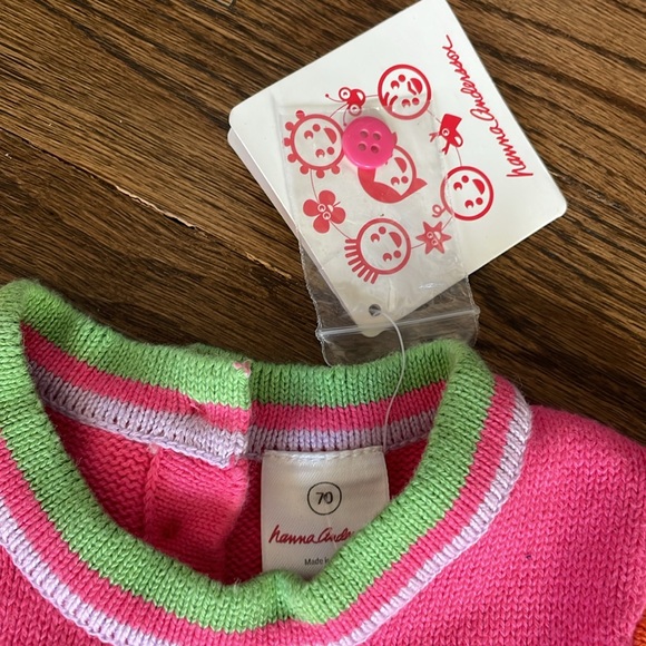 Hanna Andersson Cheerful Stripe Embroidered Knit Dress 70, 6-12 months - Picture 2 of 6